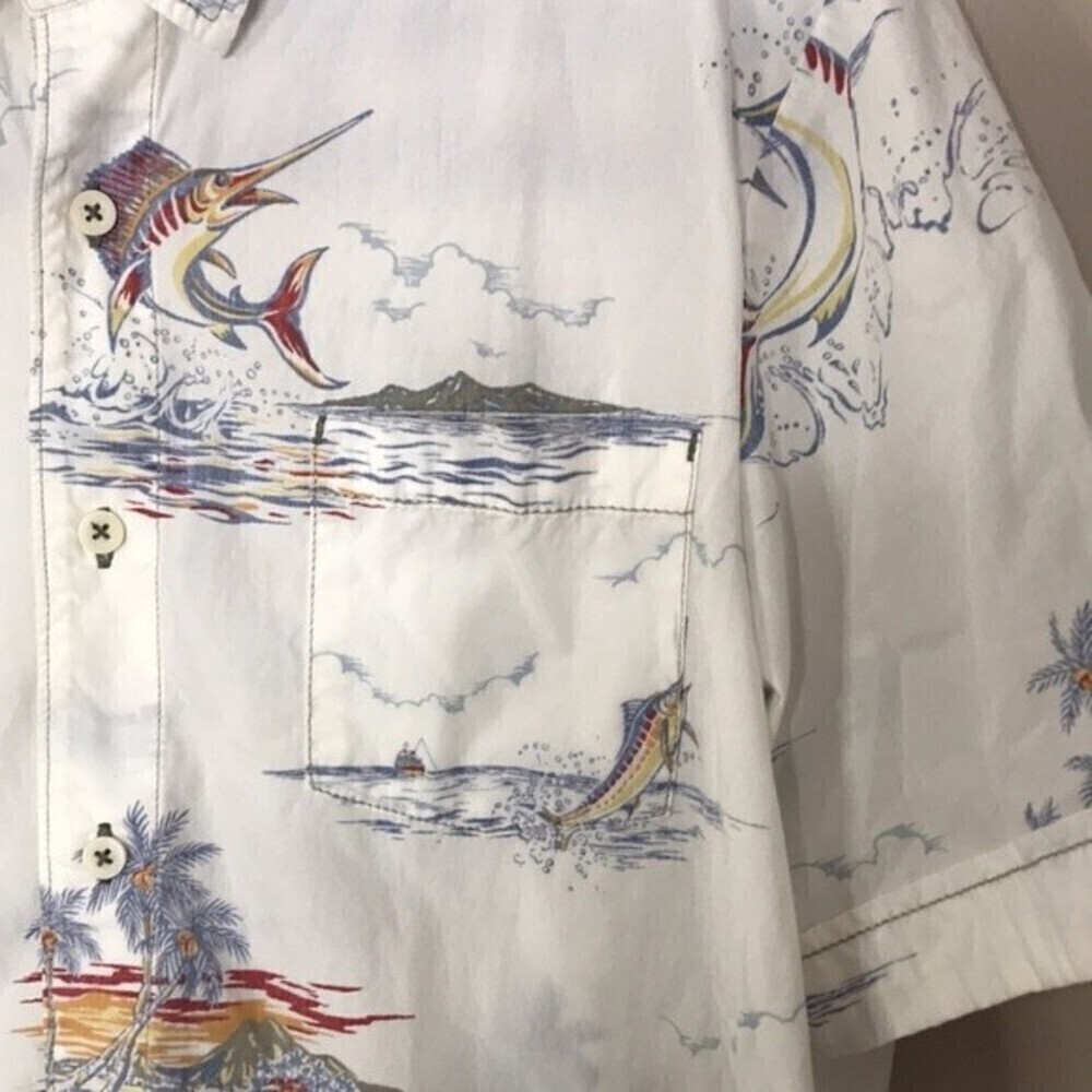 Tommy bahama 100% cotton button up short sleeve shirt with swordfish size M - Picture 4 of 13